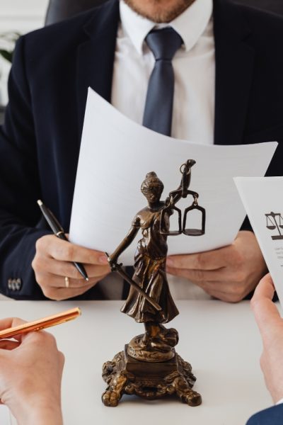 family attorney reviewing documents with divorce couple north olmsted oh