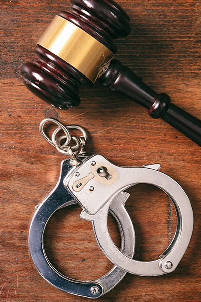 handcuffs isolated and a gavel shefield oh